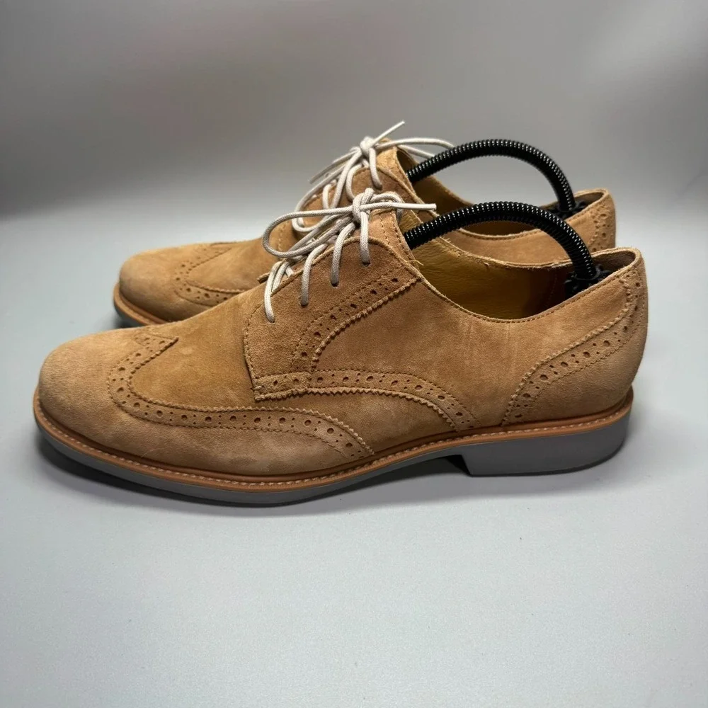 Cole Haan Mens Derby Dress Shoes Brown Leather Brogue Wingtip Lace Up‎ 10